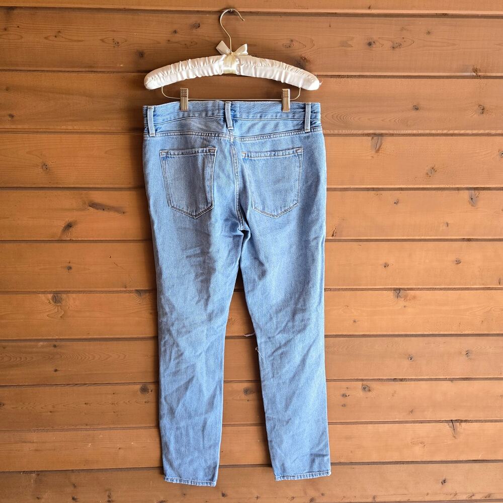 Frame Le Garcon Boyfriend Jean Distressed Natoma Wash 26 Light Blue Denim Boho - Picture 3 of 6
